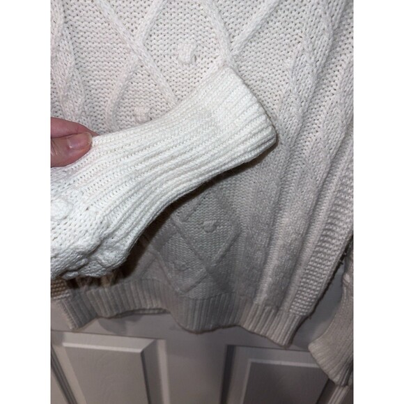 Evereve Sieve Bobble Cable Knit Sweater Womens XS Pullover white Fisherman - Picture 4 of 9